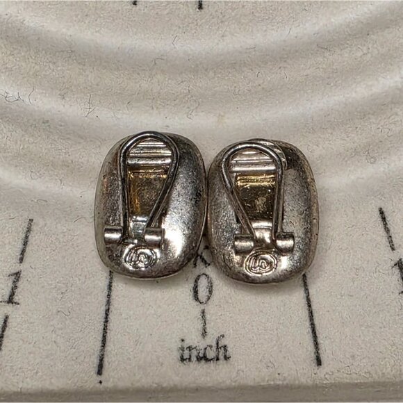 Vintage Liz Claiborne Oval Rope Clip-On Earrings - Picture 2 of 3